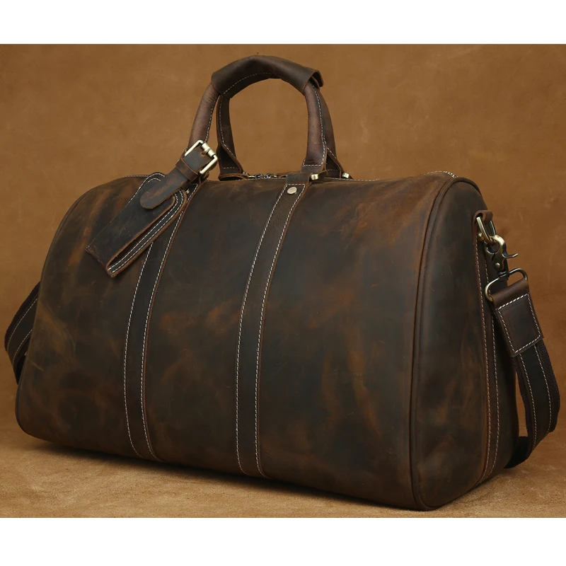 Роскошные кожаные мужские дорожные сумки Tiding ручной работы Crazy Horse Женская