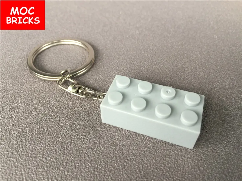 light gray MOC красочный Кирпич 2X4 Рисунок брелок DIY Развивающие строительные блоки модель экшн Игрушка Дети Лучшие подарки - Цвет: light gray