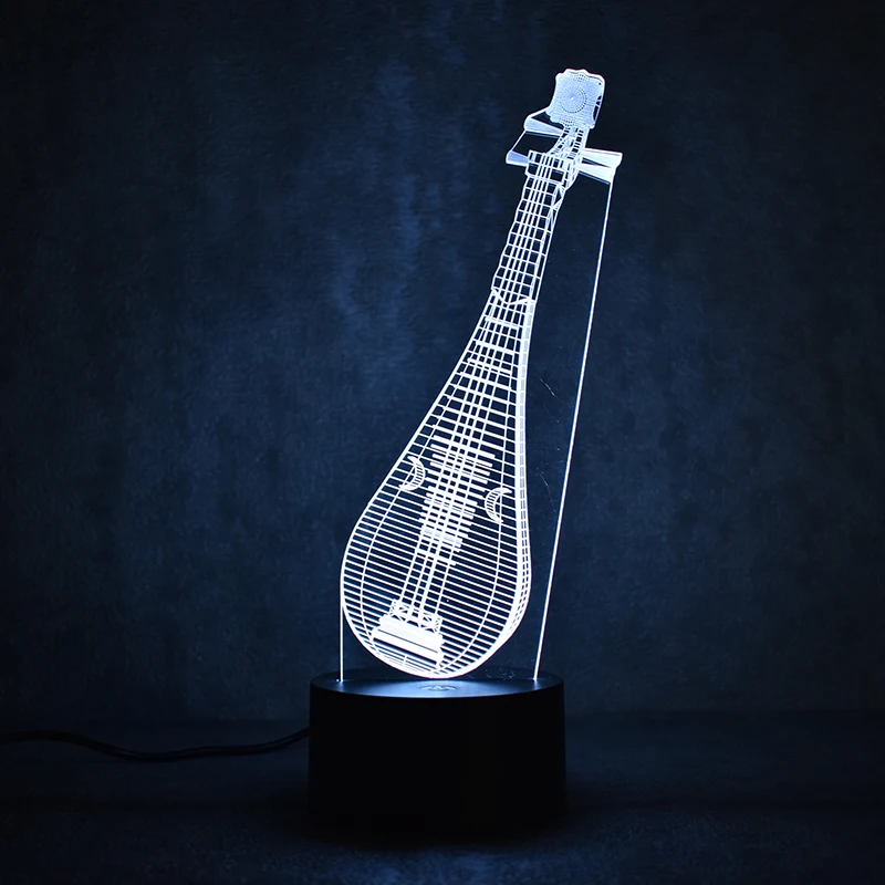 

Creative 3D Led Visual Colorful Light Fixture USB Table Lamp Novelty Chinese Lute Shape Pipa Lamp Baby Sleeping Night Light Gift