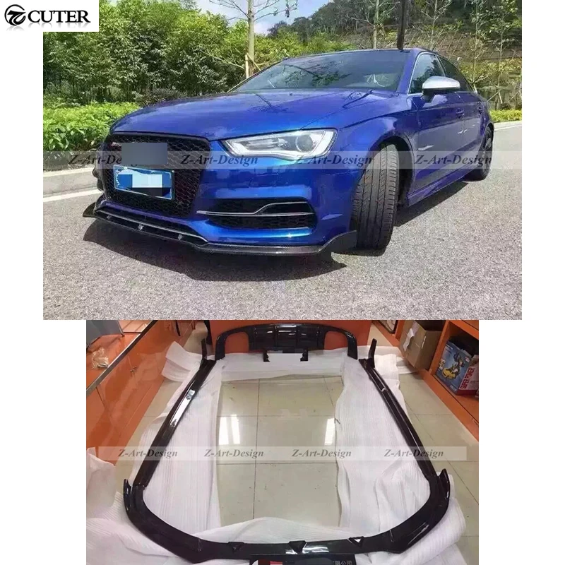 Задняя губа S3 из углеродного волокна + передняя Боковая юбка для Audi 2014 UP Body Kits|skirt