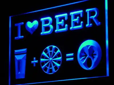 

i935 I Love Beer Dart Cup Bar Pub Decor Light Signs On/Off Switch 20+ Colors 5 Sizes