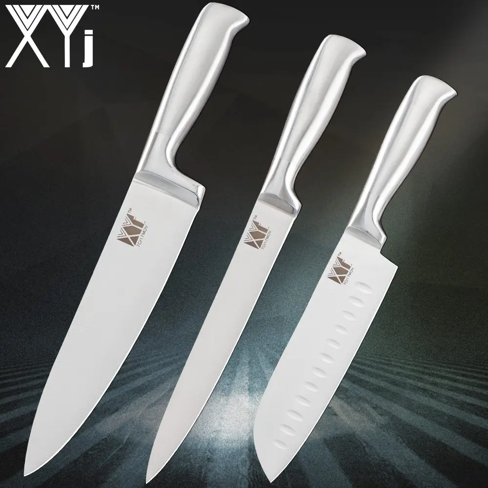 G. 3 Pcs Set XYj кухонные ножи из нержавеющей стали эргономичный дизайн кухонный нож 7cr17 качество лезвия 3," 5" " 8" " 8" дюймов нож - Цвет: G. 3 Pcs Set