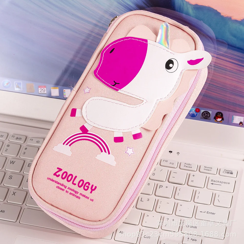 Kawaii Animal Unicorn Dinosaur Flamingo Pencil Case Zipper Large Capacity Cute Box Portable Storage Bag school supplies | Канцтовары для