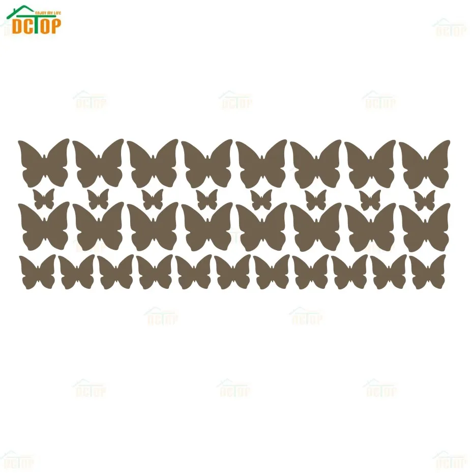 Кофе 35 шт., наклейки на стену с бабочками, сделай сам, золотые наклейки на стены, виниловые настенные украшения для спальни, гостиной, детской комнаты для девочек, декор для комнаты - Цвет: Кофе