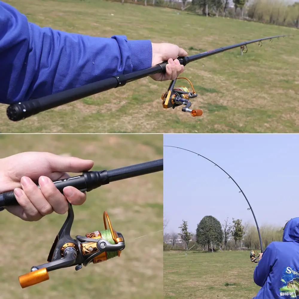 Sougayilang спиннинговая Удочка с ST2000 катушка из двух вещей черно Портативный