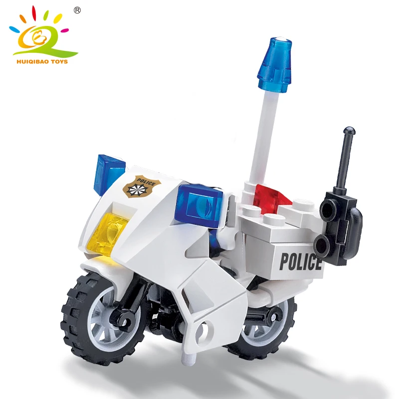 HUIQIBAO городской полицейский патруль мотоцикл строительные блоки наборы уличный
