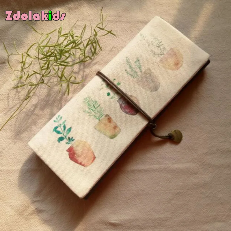 Холщовый пенал с цветочным рисунком занавеска школьный чехол для канцелярских