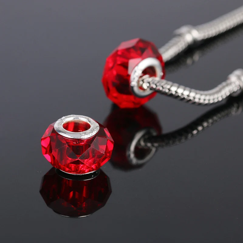 free shipping 10pcs european Section 96 crystal glass big hole Bead only with 925 logo Fits European Pandor Charm Bracelets A223 | Украшения
