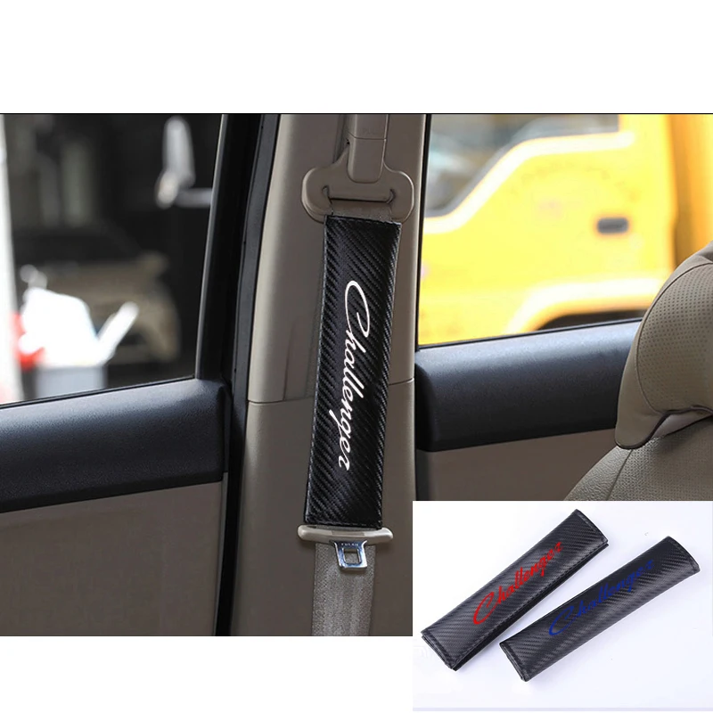 

2pcs PU Carbon fiber texture Car Seat belt shoulder Pads for Dodge Challenger Car Accessories