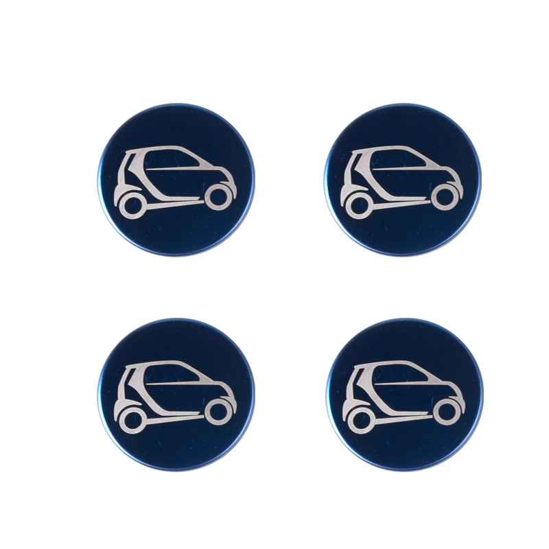 blue-car Автомобильное колесо крышка из нержавеющей стали, декоративные аксессуары для Авто Внешние логотип наклейки для смарт 453 fortwo 4 шт./компл - Название цвета: blue-car