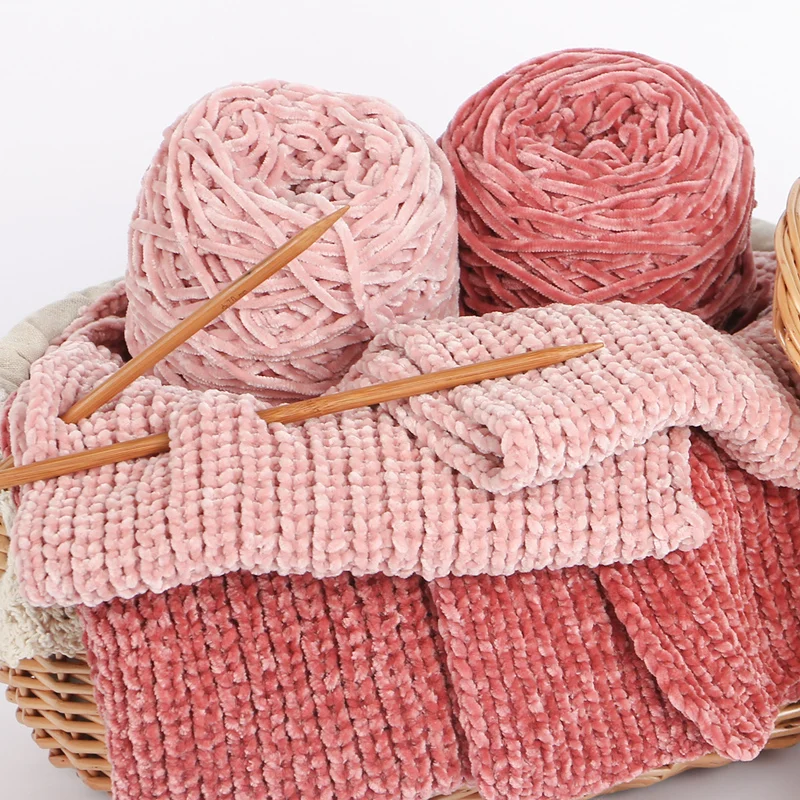 100gChenille Золотой бархатный коралловый бархатный шарф ручной работы, вязаный свитер для детей, шерстяная группа, Толстая шерстяная пряжа для вязания