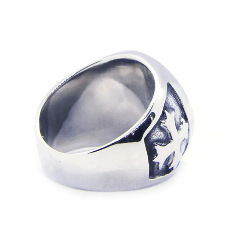 Прямая поставка кольцо из нержавеющей стали 316L с крестом в стиле Св. Михаила