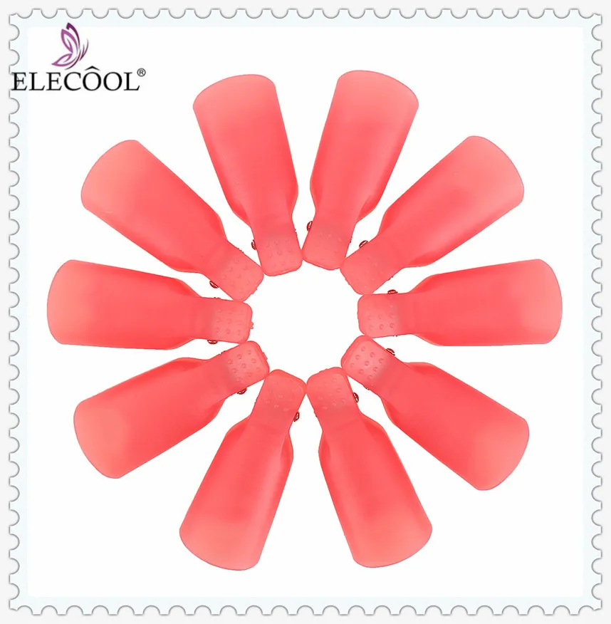 ELECOOL 10 шт./компл. Пластик Soak Off Кепки клип УФ-для снятия лака Обёрточная бумага лак для ногтей гель для ногтей Nail Art Советы для пальцев TSLM2