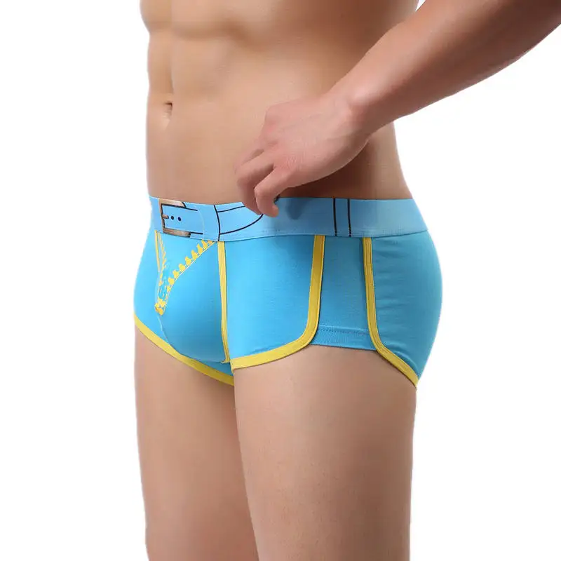7Pcs/Lot Men's Underwear Boxers Sexy Bulge Pouch Boxer Shorts Trunks Designed 3D Printed Zipper Belt Underpants Wholesales Hot
