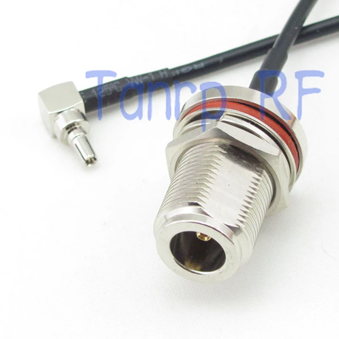 

10PCS 6in CRC9 male right angle to N female with nut bulkhead RF connector 15CM Pigtail coaxial jumper cable RG174 extension
