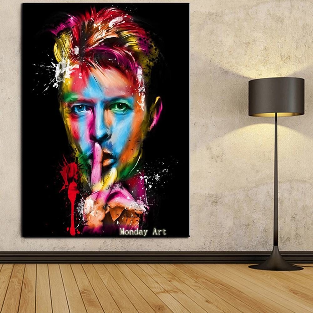 

top aritist 100% handpainted Famous Singer oil Painting David Bowie Canvas Art Painting For Living Room Bedroom home Decoration