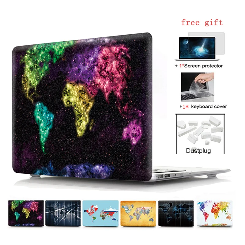 Пыленепроницаемый Чехол для ноутбука с рисунком карты Apple Macbook Air 13 Pro Retina 11 12 New 3 15 4