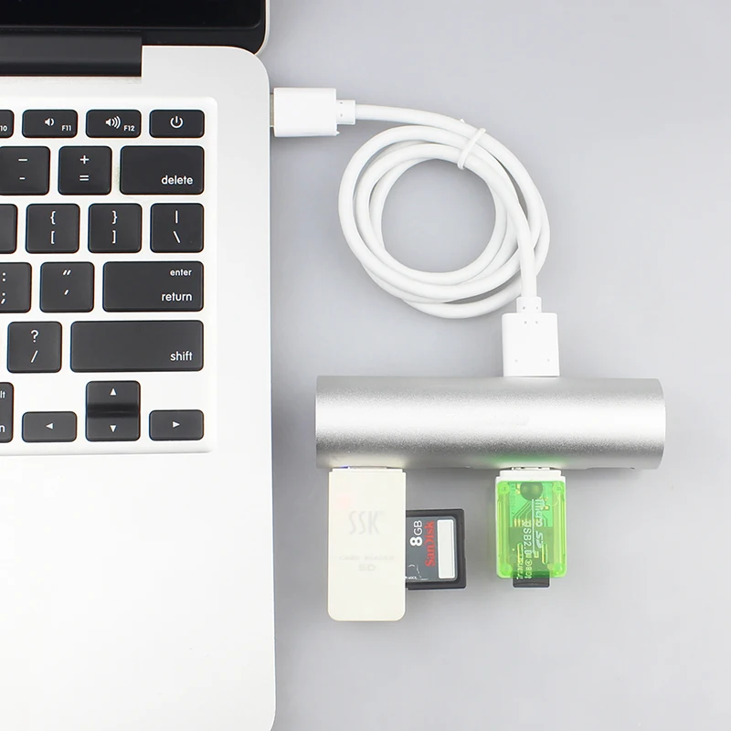Мульти USB 3,0 концентратор адаптер портативные концентраторы USB разветвитель 4 порта 5 Гбит/с круглый алюминиевый сплав корпус серебро для ноутбука ПК Компьютерное использование