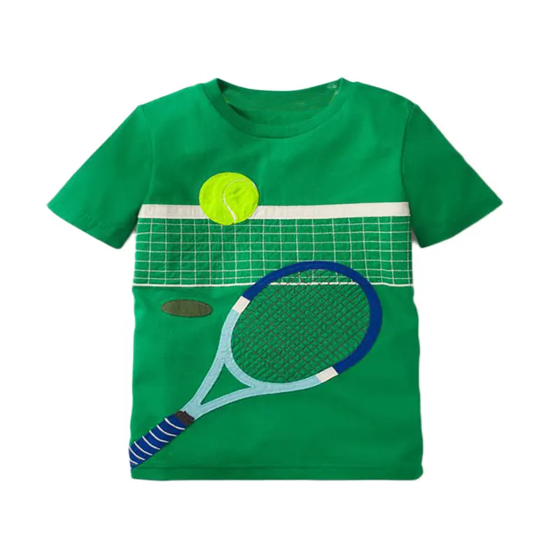 green tennis Новая футболка для маленьких мальчиков футболки, хлопковая Футболка с принтом машины для мальчиков, детская брендовая рубашка Топы, Детская верхняя одежда, летняя футболка для малышей - Цвет: green tennis