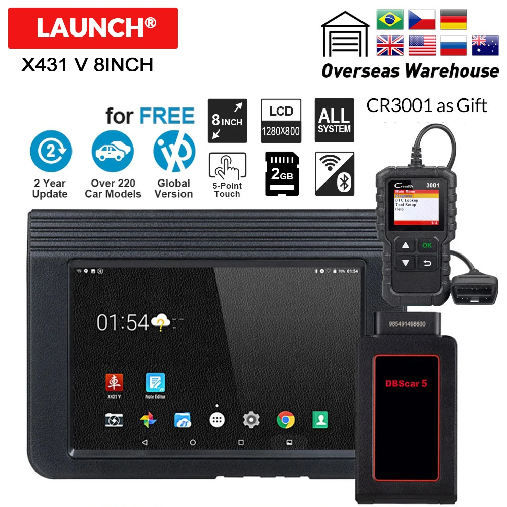 Запуск X431 V 8 дюймов авто OBD2 диагностический инструмент с Bluetooth/Wifi Full Системы Поддержка мульти-Язык онлайн бесплатного обновления как X-431 PRO