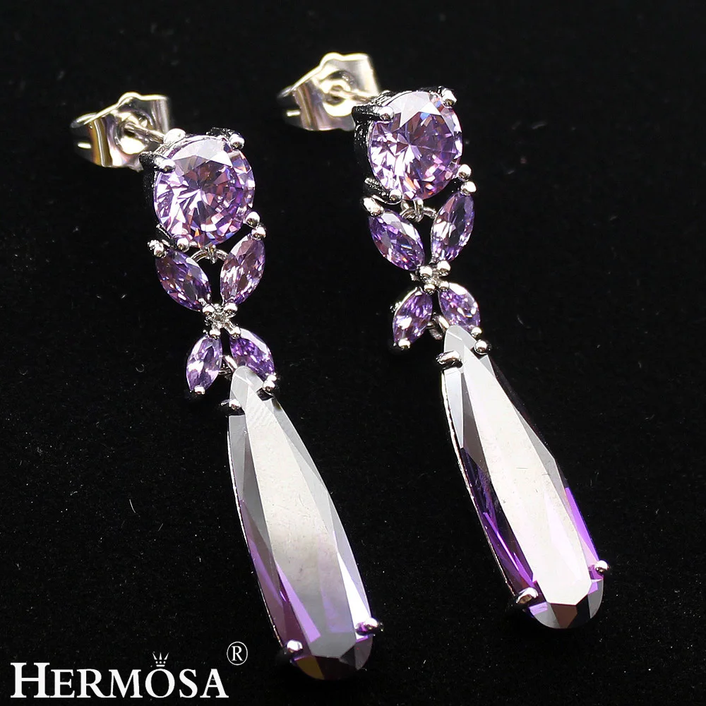 Hermosa ювелирные изделия изысканные уникальные модные фиолетовые Женские | Серьги-подвески -32763996724