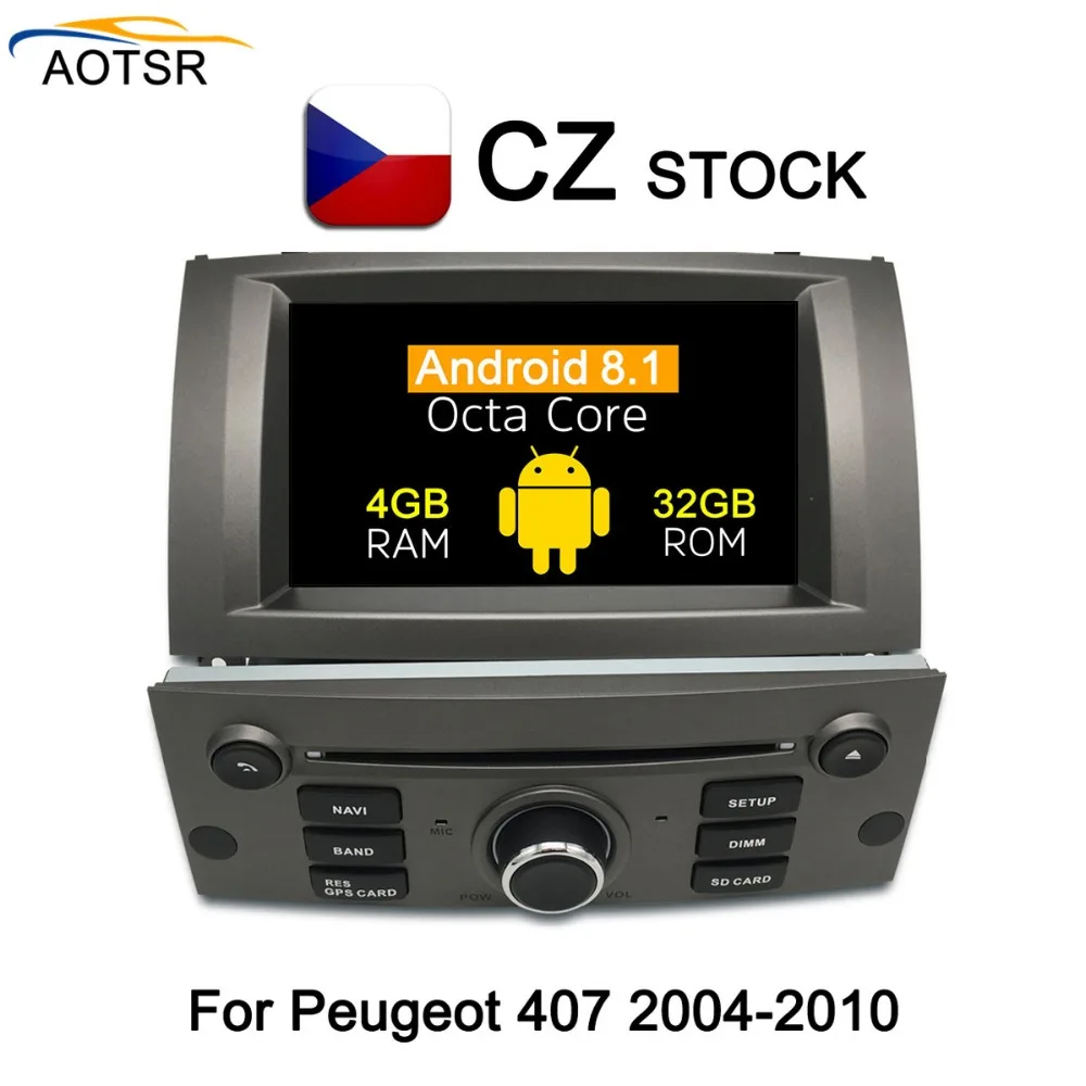 " Android 8,1 Автомобильный мультимедийный DVD плеер головное устройство для peugeot 407 2004 2005 2006 2007 2008 2009 2010 радио стерео gps навигации