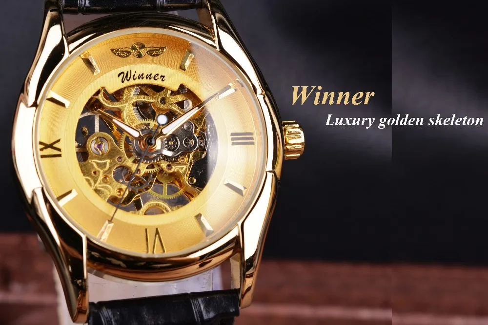 Часы-скелетоны Winner Мужские механические классический дизайн люксовые брендовые
