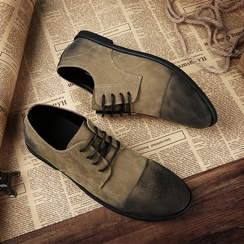 Новый 2017 мужчины ретро корова замшевые ботинки старинные плоские повседневная