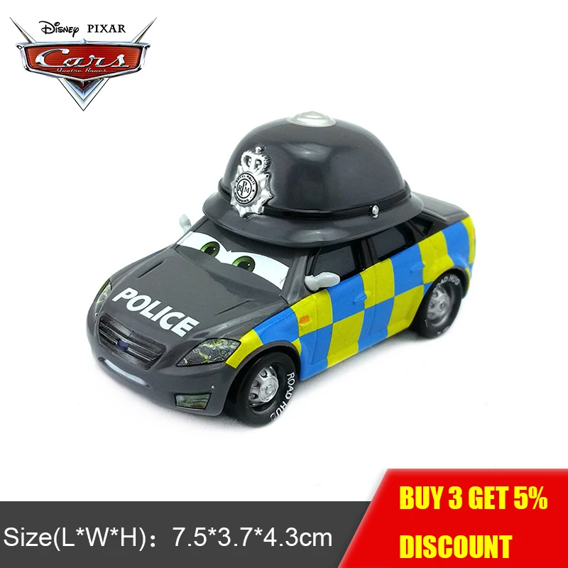 Disney Pixar Cars Mark Wheelsen Police Великобритания 1:55 металлические Литые машины развивающие