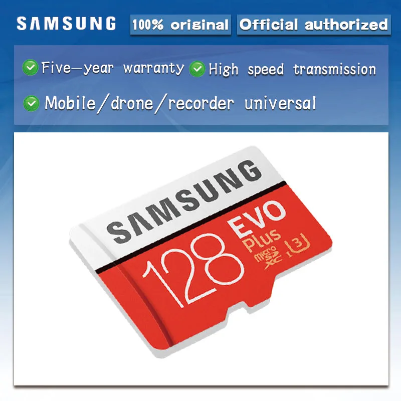 SAMSUNG Micro SD карта 128 Гб карта памяти EVO Plus 128 Гб класс 10 TF карта C10 microsd UHS-I U3 cartao de memoria