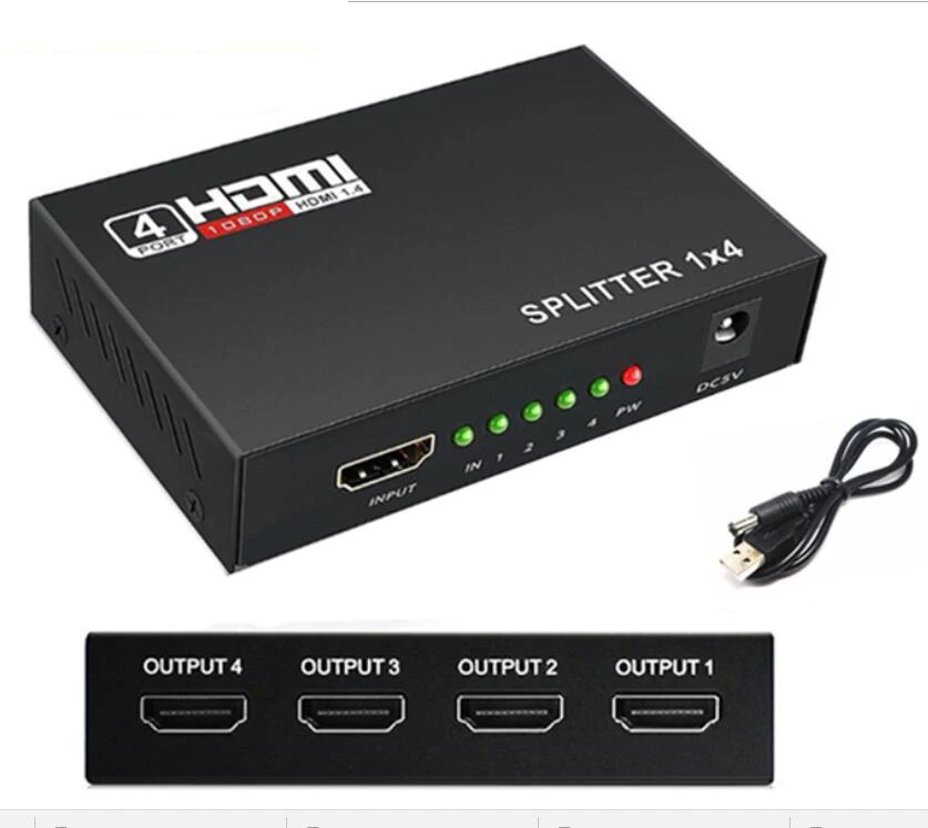 Горячая 5 1 Гбит/с HDMI сплиттер 1X4 4 порта Hdmi концентратор ретранслятор усилитель 3D