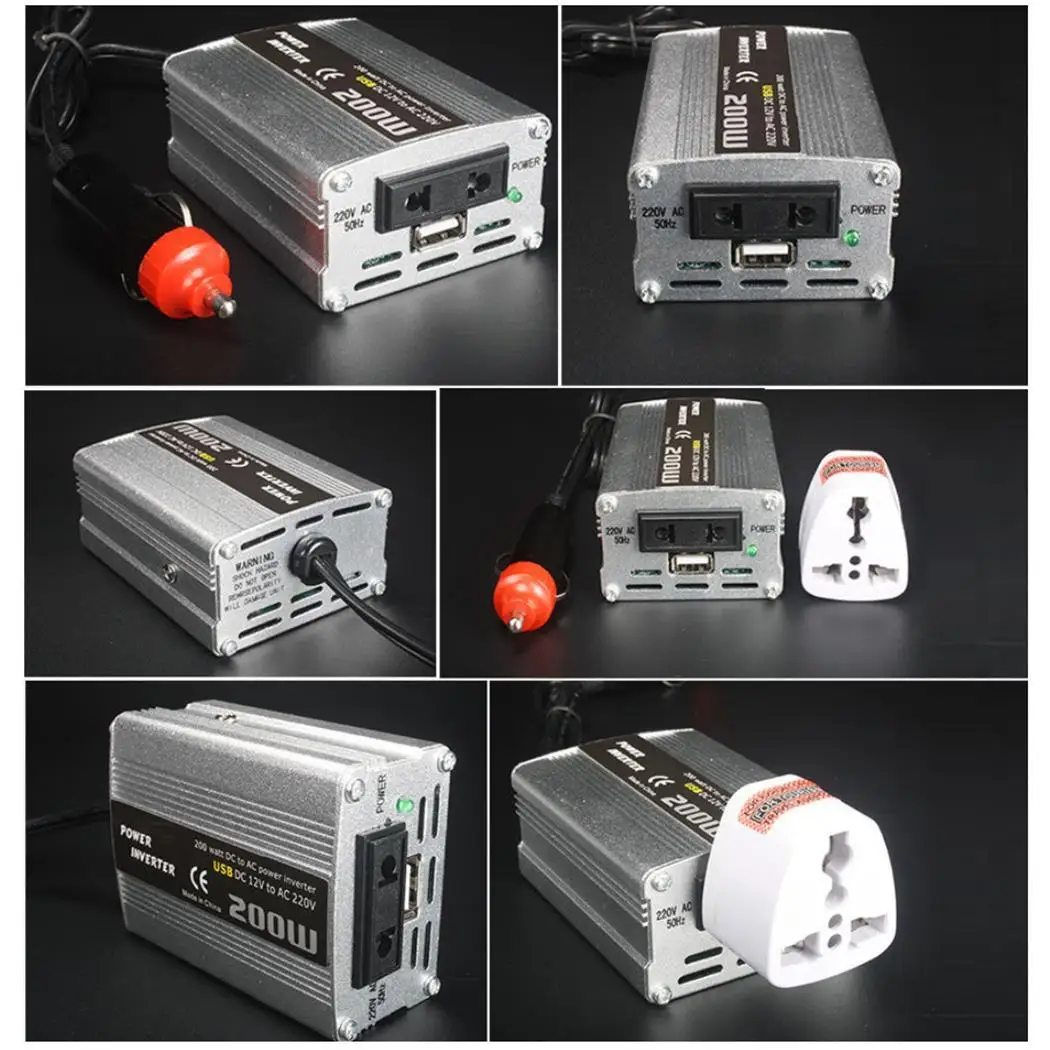 200 Вт Автомобильный Инвертор адаптер зарядное устройство преобразователь