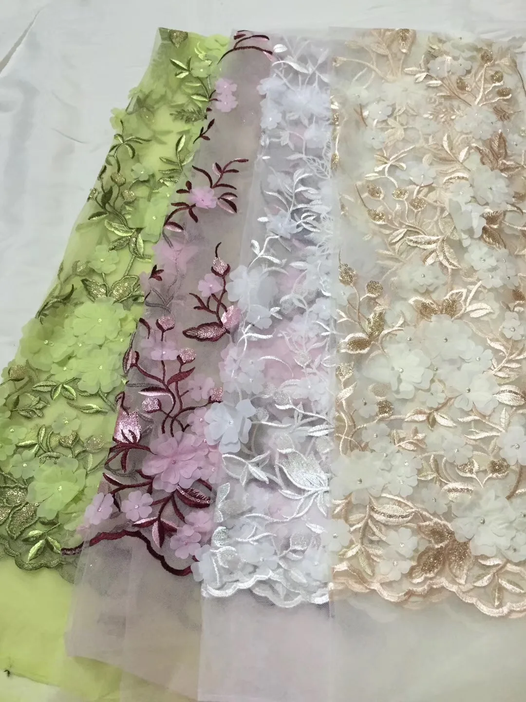 2018 New Style African Lace Fabric Green Pink High Quality 3D Flower French Net Wedding Nigeria Embroidered Party Dress LCD904 | Дом и сад