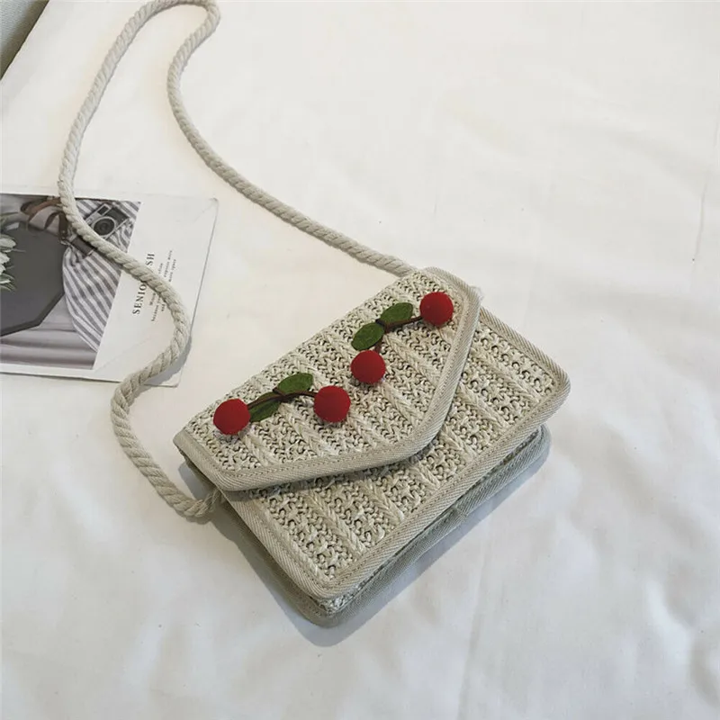 Женская Соломенная пляжная сумка Boho плетеная тканевая тоут с экзотическими