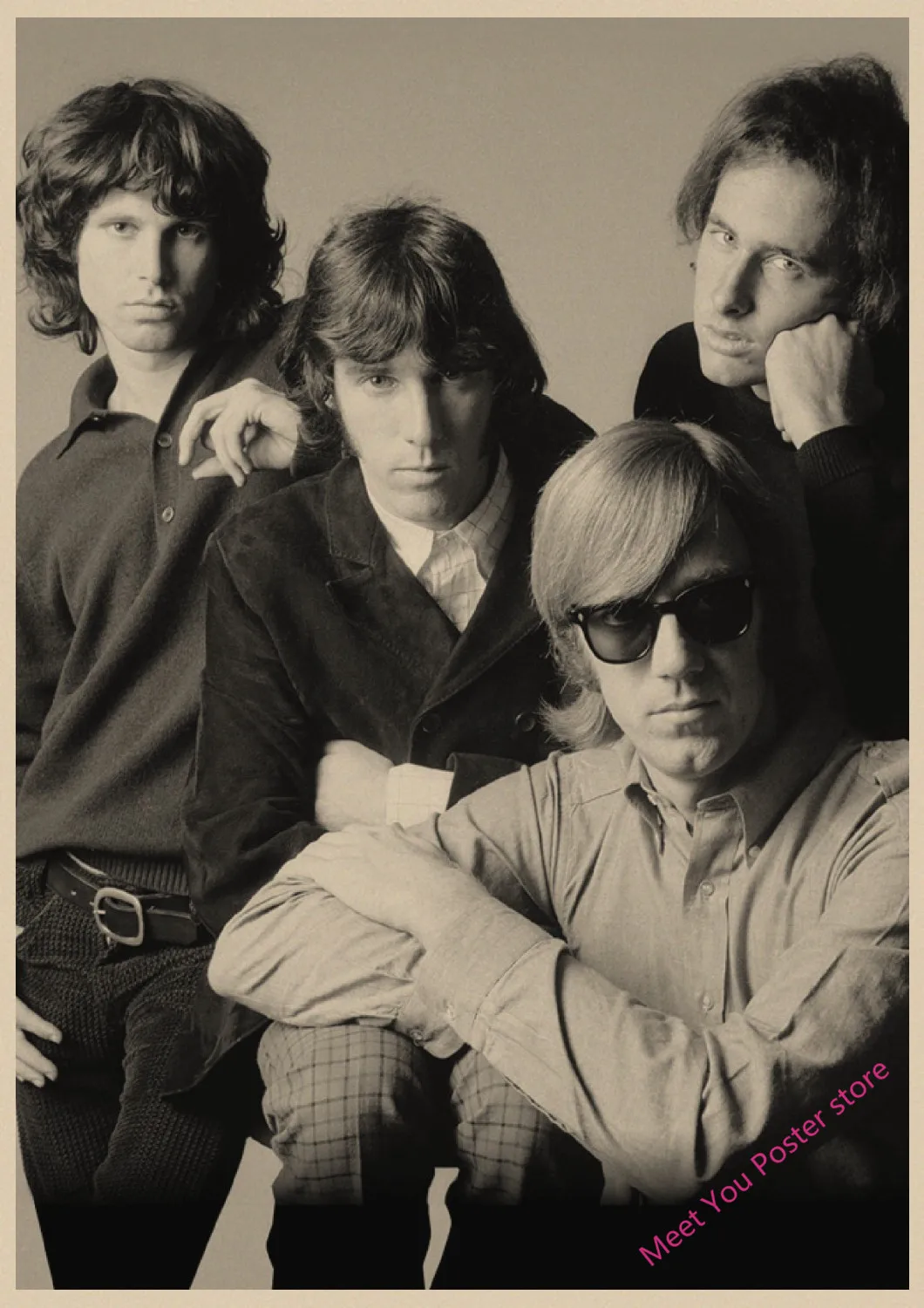 The Doors Jim Morrison Винтаж Ретро Рок-Группа Музыка Гитара матовая крафт-бумага плакат Настенная Наклейка домашний декор A1