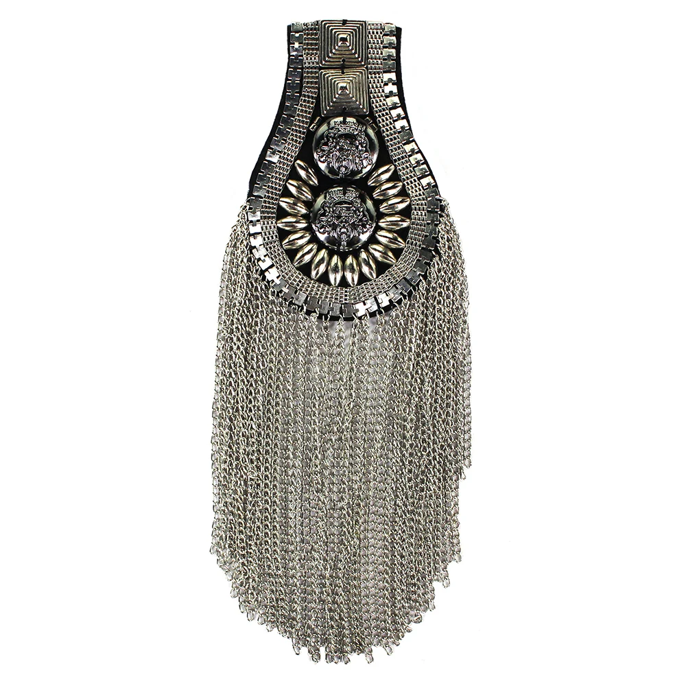 2 шт. металлический эполет с бусинами цепочкой и кисточкой|Заплатки| |