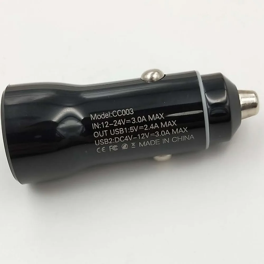 Автомобильное умное зарядное устройство QC3.0 с двумя USB портами и светодиодным