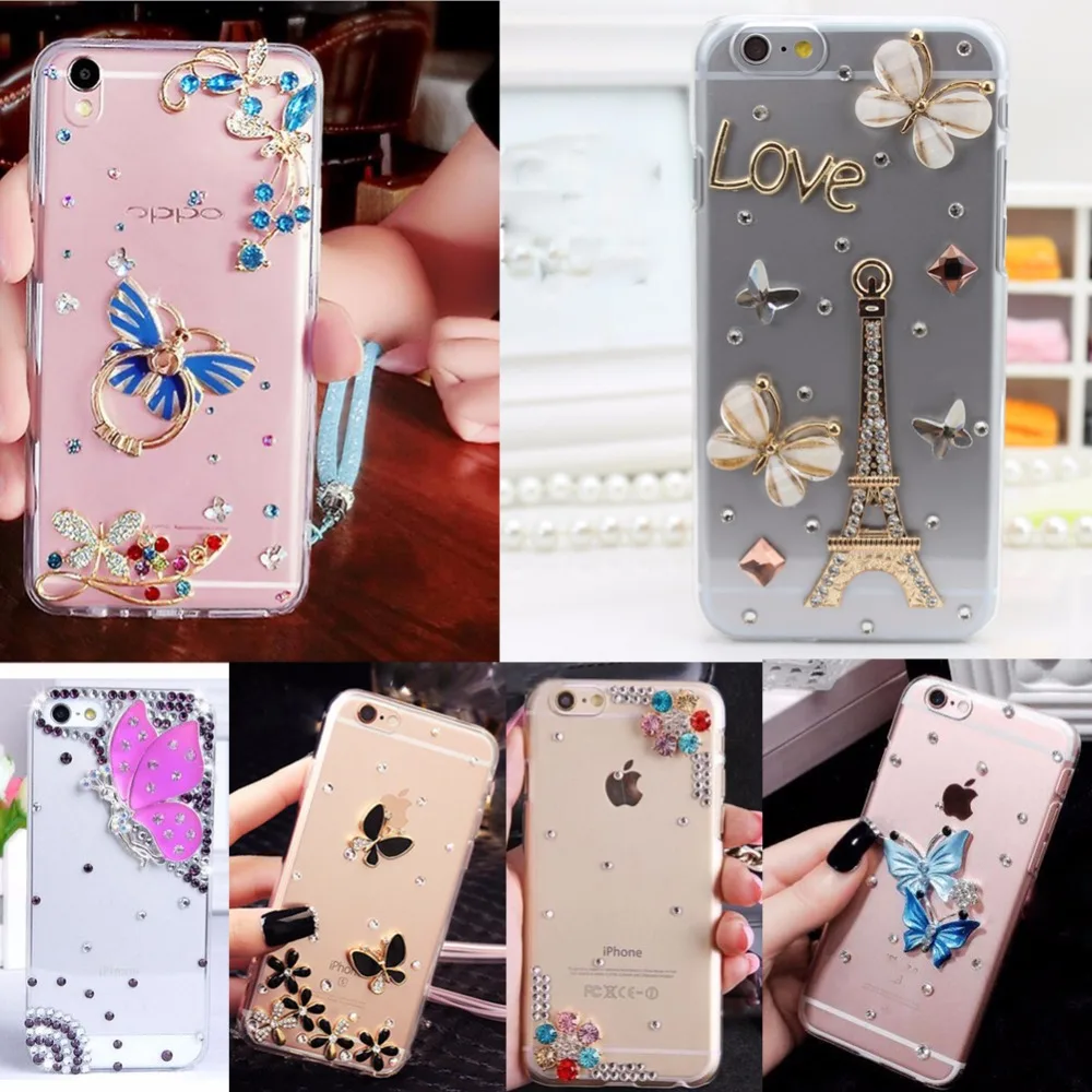 Блеск Кристалл Rhinestone чехол для iPhone 7 Plus TPU + PC акрил DIY уникальный алмаз защитная