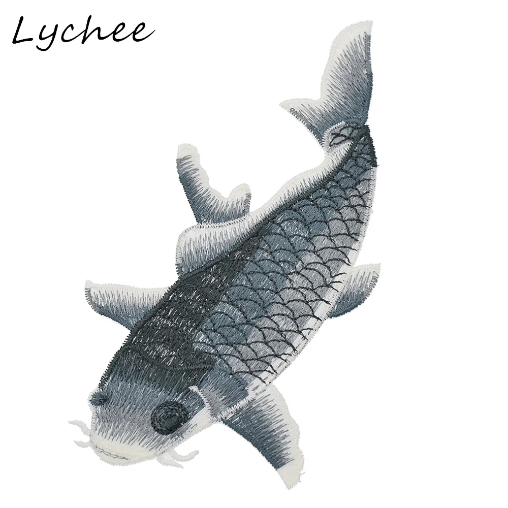 Lychee черно-красный цвет животное Карп Рыба вышитые нашивки для женщин DIY ручной