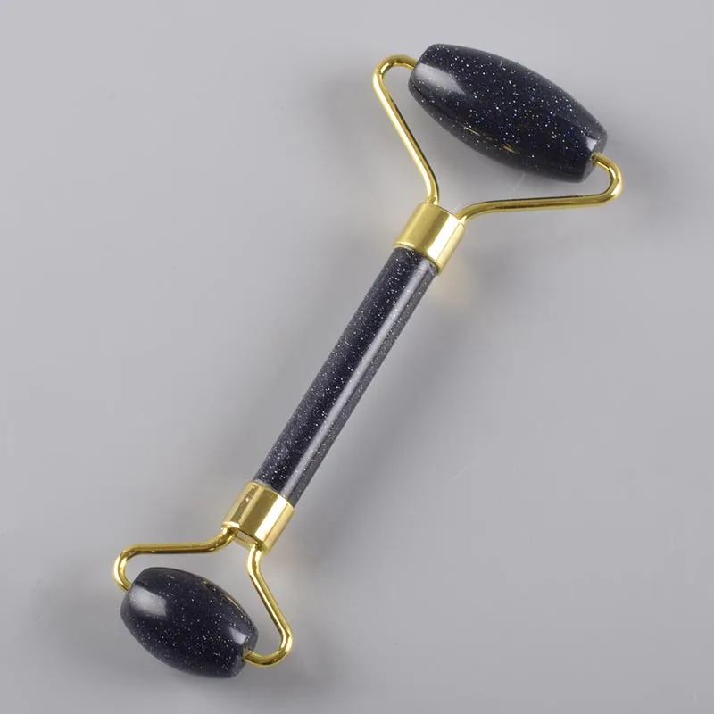 gold Massager Roller Face Care Tool Blue Sandstone Rollers Acupuncture Therapy Body Scraper Skin Lift Crystal Stone Healing self - Цвет: gold
