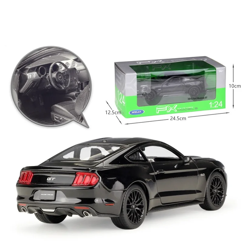 1:24 Welly Ford Mustang GT 2015 черная/красная/синяя/матовая черная литая модель автомобиля |