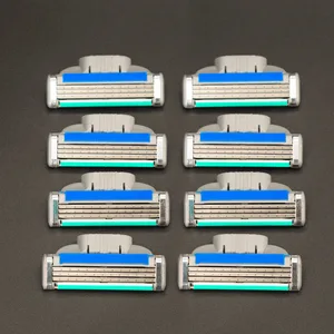 Бритвенные лезвия 4 шт.лот, высококачественные кассетные лезвия для бритья A + + для мужчин, 3-слойные лезвия для лица, совместимые с Gillettee Mach 3