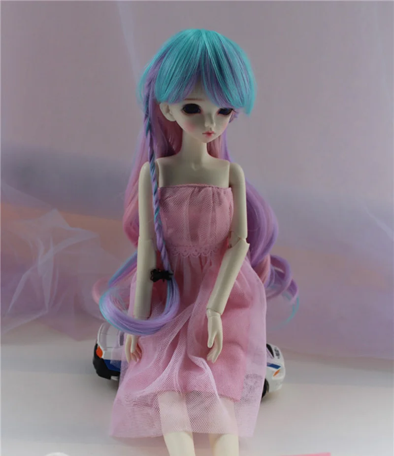 1/3 1/4 1/6 Bjd SD кукла парик проволока длинные волнистые красочные с косой модный стиль BJD супер волосы высокая температура парик