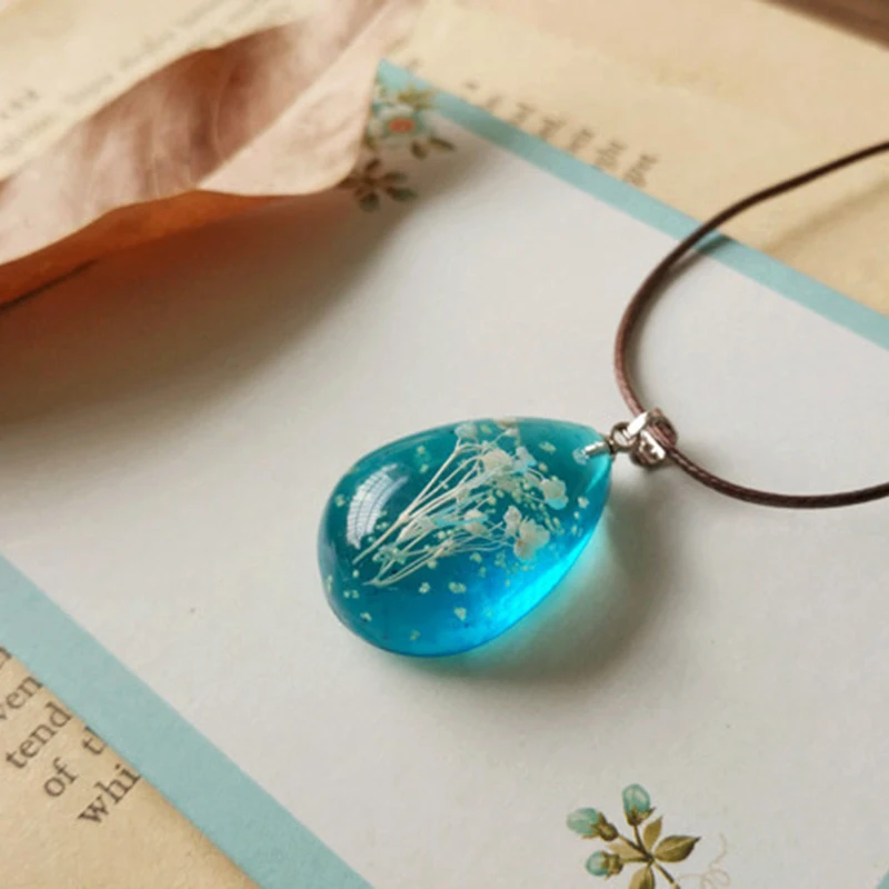 SUTEYI простое ожерелье с натуральными сушеными цветами блестящее хрустальные