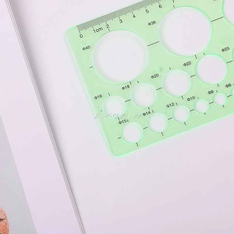 Plastic Ruler Green Circles Geometric Template Stencil Students School Accessories | Канцтовары для офиса и дома