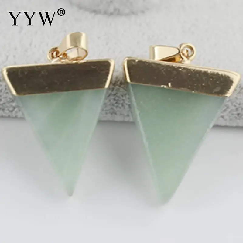 green aventurine Натуральный камень треугольник позолоченный кварцевый камень кулон цепь яркое женское ожерелье Модные ювелирные изделия - Окраска металла: green aventurine