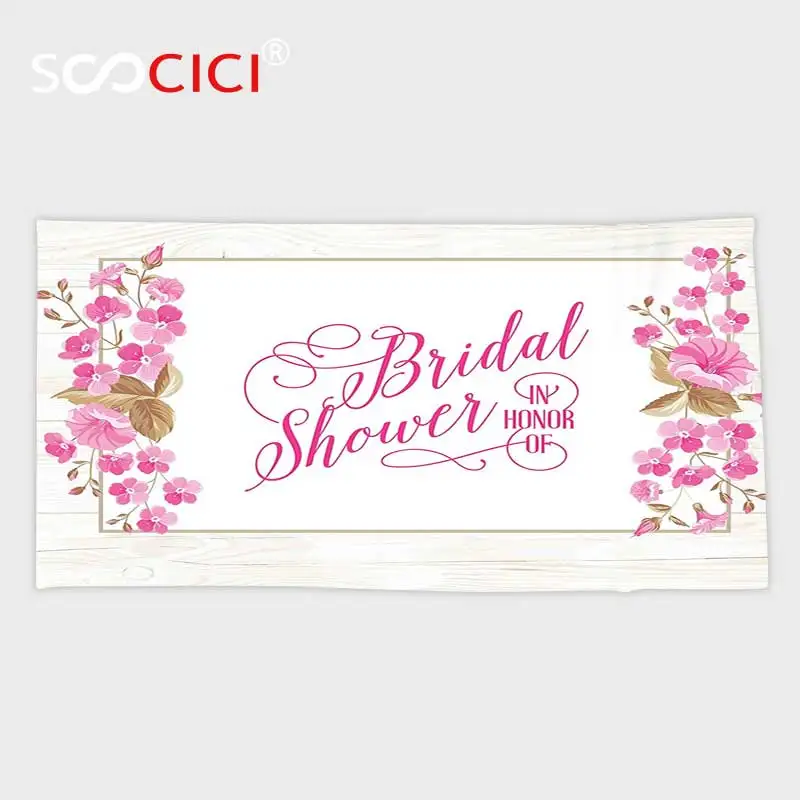 Custom Microfiber Ultra Soft Bath/hand Towel,Bridal Shower Decorations Bride Party Card Inspired Floral Leaves Frame Image Lilac