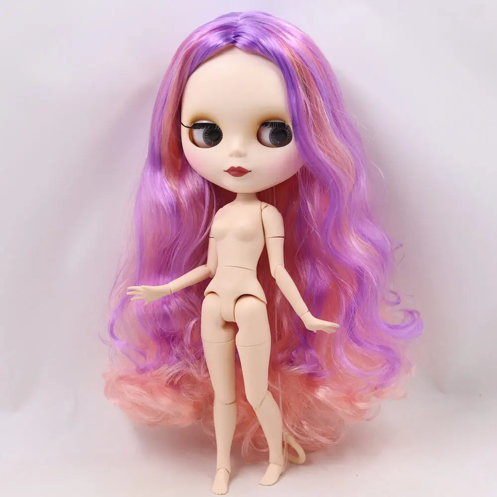 

ICY DBS Blyth doll No.BL7216/1010 Pink mix purple hair without bangs JOINT body Matte face 1/6 BJD