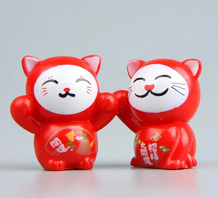 6 шт. Kawaii Мультфильм Lucky Cats микро пейзаж котенок фэн-шуй для дома садовые украшения миниатюры украшения подарок