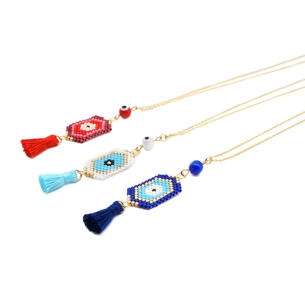 Go2boho, ожерелье от сглаза,, ожерелье Миюки, s, женское колье, ювелирное изделие, золотая цепочка из нержавеющей стали, Bijoux Ins, кисточка ручной работы